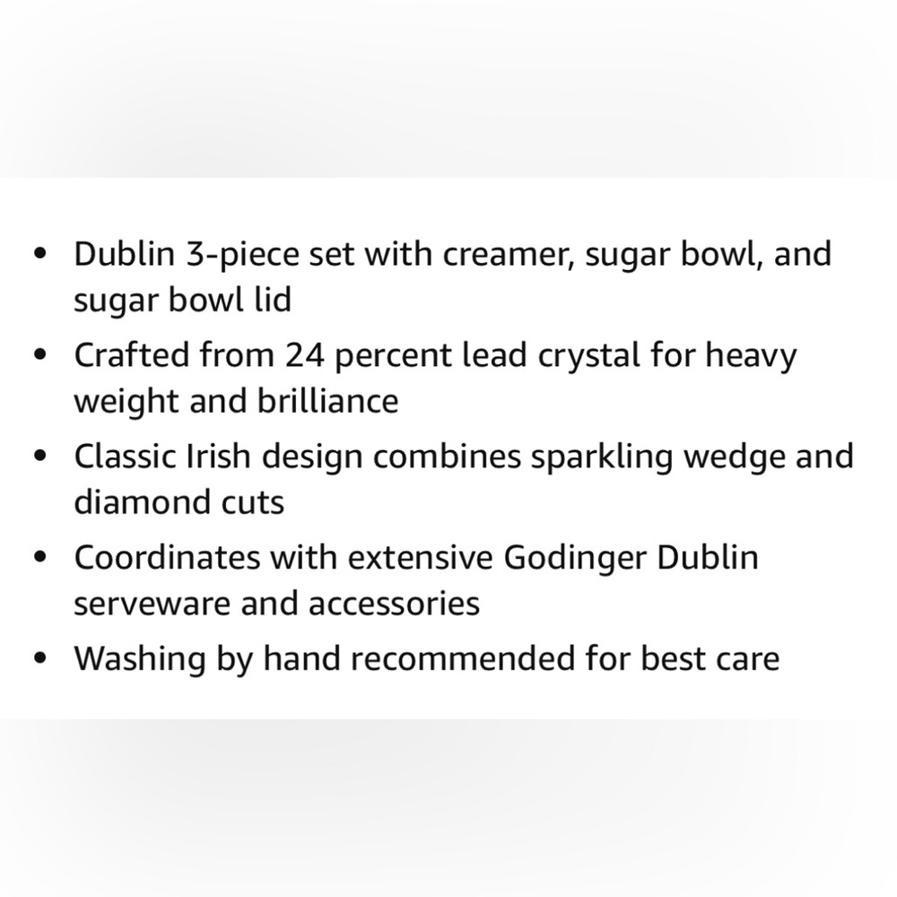 Dublin Crystal Sugar & Creamer Set - Picture 9 of 9